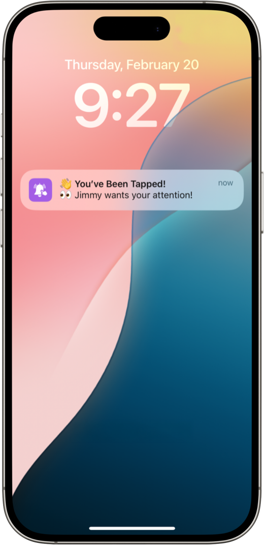A partner's phone lit up with a tap ME notification: You've been tapped